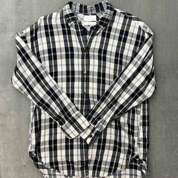 J Crew Relaxed Cotton Plaid Button-down Shirt Size 2 - Picture 1 of 8